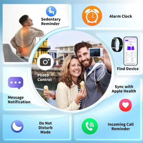 Vista 5 de Pulsera inteligente para hombres y mujeres, rastreador de fitness con aplicación gratuita, monitor automático de frecuencia cardíaca 24/7/SpO2