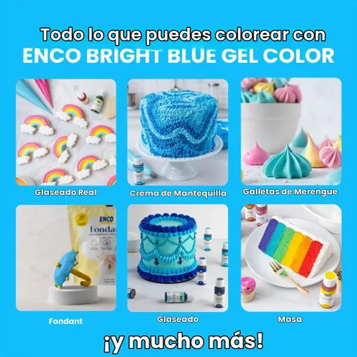 Vista 7 de ENCO Gel Colorante Alimentario Azul Brillante 8.8 oz (250g) Concentrado, Vegano AZUL BRILLANTE 1131