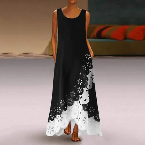 Vista 2 de Tube Too Dresses for Women Beach Maxi Round Neck Dress Sleeveless Shirt Womens Work Dresses Business Casual