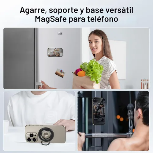 Vista 4 de SYNCWIRE - Soporte magnético con aro para MagSafe, rotación de 360 grados, agarre y soporte para teléfono, aro para dedo, doble imán, compatible