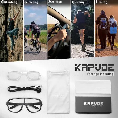Vista 6 de KAPVOE Gafas de ciclismo fotocromáticas para hombres y mujeres, gafas de sol de bicicleta de montaña, gafas deportivas con protección UV