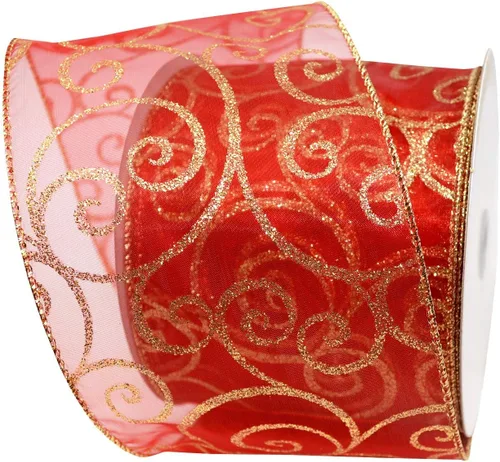 Vista 24 de Morex Ribbon Cintas transparentes con purpurina con espiral, cinta navideña para manualidades y decoraciones de Navidad, envoltura de regalos, 1.5