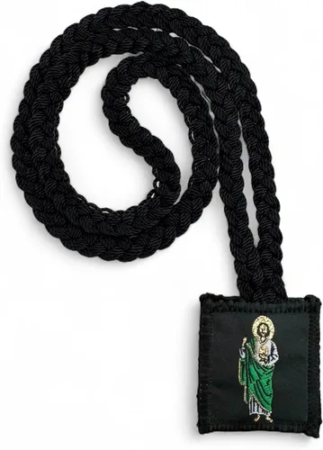 Vista 3 de San Judas Nuestra Señora de Guadalupe Collar Escapulario Negro Escapulario Negro San Judas Tadeo Virgen Guadalupe Regalo religioso