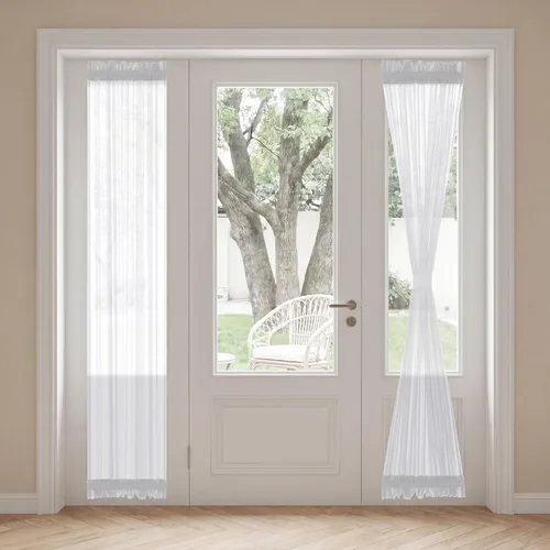 Vista 16 de H. Versailtex Lino Natural y Poly semi-láminas Premium suaves y ricos materiales paneles de cortina con abrazadera ajustable para patio Gris
