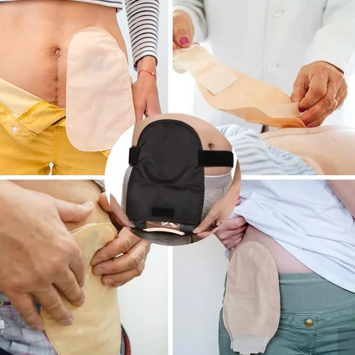 Vista 7 de Impermeable Colostomía Bolsa Cubierta Cinturón Ostomía Bolsa Cubre Protector Estoma Ajustable Urostomía Bolsa Suministros Negro + Azul