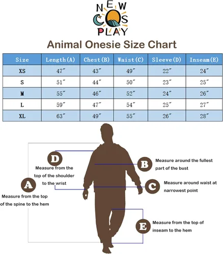 Vista 4 de NEWCOSPLAY Unisex Adult Onesie Pajamas Animal One Piece Costume Cosplay Sleepwear
