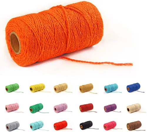 Vista 10 de Cordón de macramé de algodón 2 mm x 109 yardas, cuerda de algodón colorida para manualidades DIY, ganchos de plantas (Beige)