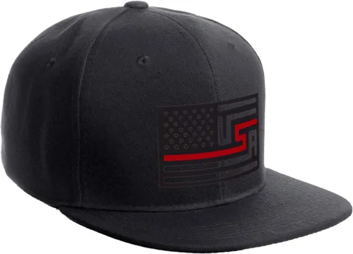 Vista 21 de I&W Hatgear Bandera de Rediseño de Estados Unidos Delgada Azul Línea Roja Soporte American Servicemen Sombrero El Snapback Línea Azul Delgada