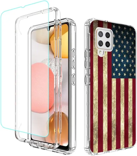 Vista 11 de Funda protectora de cuerpo completo con diseño floral transparente y protector de pantalla de vidrio templado para Samsung Galaxy A42 5G
