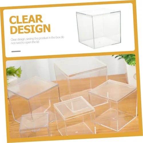 Vista 8 de Abaodam 2 unids Cubo de Comida Accesorios Dulces Pequeños Contenedores Moda con y Cajas de Regalo Tapa Baby Cm Clear Gift Tapas Chocolate Party