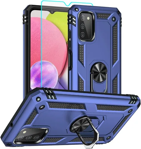 Vista 13 de Funda para teléfono Samsung Galaxy A03s, Galaxy A03s con protector de pantalla HD, [grado militar de 16 pies a prueba de caídas], anillo protector a