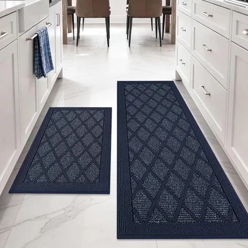Vista 22 de COSY HOMEER Juegos de 2 Alfombras de Cocina Lavables Antideslizantes Tapetes de Cocina para Piso Absorbentes Alfombra Corredor de Cocina