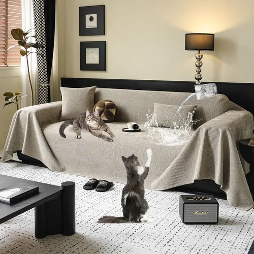 Vista 56 de STACYPIK Funda de sofá impermeable para perros y gatos, antideslizante, color caqui, para mascotas, resistente al agua, protector de muebles