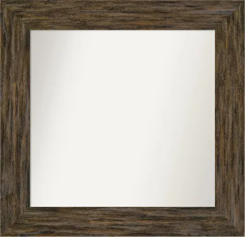 Vista 10 de Amanti Art Espejo personalizado, espejo de baño marrón Fencepost, espejo de pared o espejo de tocador de baño sobre el fregadero (27 x 27 pulgadas)