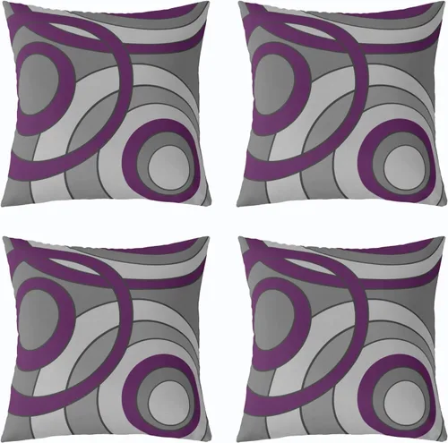 Vista 24 de Erosebridal Paquete de 4 fundas de almohada con diseño de círculos circulares y retro, color verde azulado degradado, fundas de cojín redondas Multi