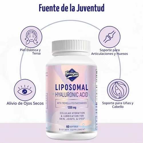 Vista 5 de Suplemento de ácido hialurónico liposomal de 1000 mg para piel y cabello, 1 paquete