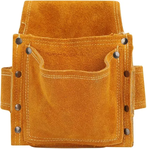 Vista 9 de Riñonera profesional para herramientas de uñas, bolsa de herramientas de cuero para electricistas, bolsa de cinturón de herramientas de construcción