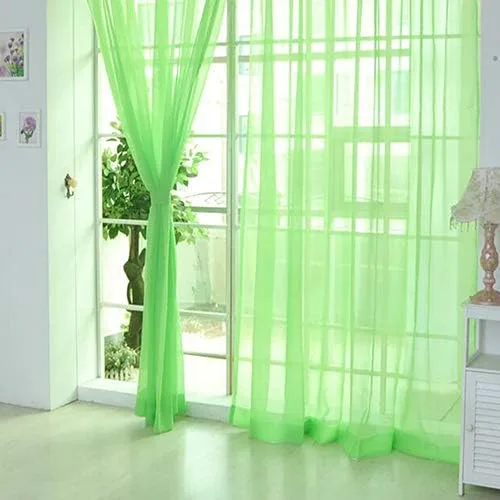 Vista 6 de Cenefas de Gauzy ligeras Cortina de ventana de puerta Cortina Sheer Home Wedding Decor - Negro