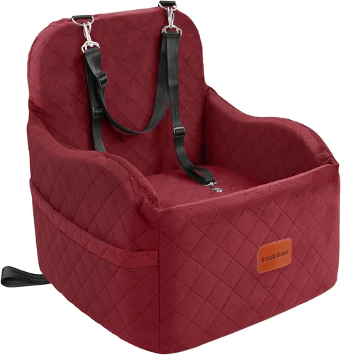 Vista 17 de Lealchum Asiento elevador de automóvil para perro, tela ultrasuave y relleno de espuma viscoelástica, cojín elevado, 3 correas y canal para cinturón