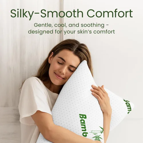 Vista 5 de Almohada de espuma viscoelástica triturada tamaño Queen – Almohada de cama refrescante para dormir para el estómago, la espalda y el cuerpo – 1