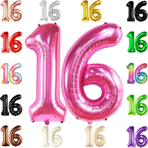 Vista 14 de KatchOn Globo marrón café con el número 16 de 1 pieza, 40 pulgadas, decoraciones de cumpleaños para niñas y niños Globo marrón café número 16 de 1
