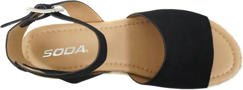 Vista 3 de SODA Topic - Sandalia con correa al tobillo y puntera abierta para mujer, Negro (black Nubuck), 8