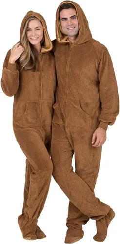Vista 3 de Footed Pajamas - Enterizo con capucha a juego para la familia Suéteres de una pieza para niños, niñas, hombres, mujeres y mascotas, unisex, Candy