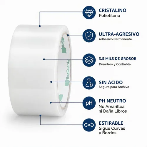 Vista 4 de BookGuard Cinta de reparación de libros transparente estirable, rollo de 15 yardas, 2 pulgadas