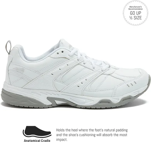 Vista 2 de Avia Avi-Union II - Zapatos antideslizantes para mujer, cómodos con cordones, para el trabajo o caminar, medianos o anchos, negro o blanco, Blanco
