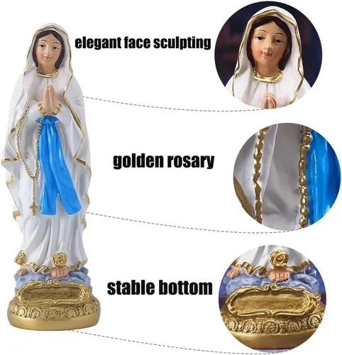 Vista 3 de Lourdes - Estatua de Virgen María, estatuas católicas de 5.7 pulgadas, estatuas de resina de regalo católico, adecuadas para decoración religiosa