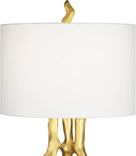 Vista 9 de Possini Euro Design Lámpara de Mesa Auxiliar Escultura Orgánica de 29" de Alto Moderna Glamorosa de Lujo Acabado Dorado Pantalla Individual de Tela