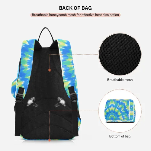 Vista 4 de Sporting Goods Tennis Bag BreathableTie-dye Blue Green Circle 2 Rackets Padded Tennis Bag Gym Bag for Men Women Tennis Sport Tenis