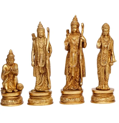 Vista 3 de ARTVARKO™ Estatua de latón Ram Darbar Shree Ram Ji Sita Laxman Hanuman Decoración de oficina en casa Puja Idol Murti para regalo del templo Mandir