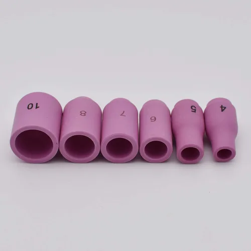 Vista 5 de Boquilla de taza de cerámica de alúmina 12PCS 13N08 13N09 13N10 13N11 13N12 13N13 (4-5-6-7-8-10) para antorcha de soldadura TIG 9,20 y 25, morado
