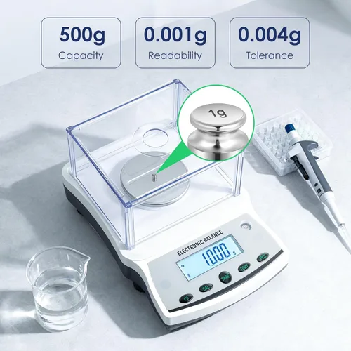 Vista 2 de Antstone Báscula de laboratorio de 17.64 oz x 0.00 oz de precisión científica digital de 1 mg, balanza analítica de precisión de laboratorio