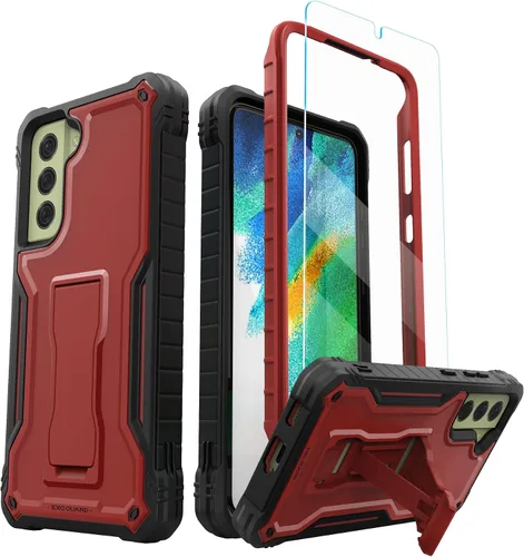 Vista 9 de ExoGuard Funda para Samsung Galaxy S21 FE, funda de goma a prueba de golpes de cuerpo completo con protector de pantalla de vidrio templado y Verde