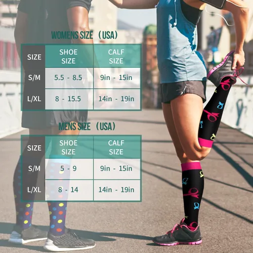 Vista 70 de Paquete de 3 pares de calcetines de compresión médica para mejorar la circulación de mujeres y hombres, para correr, hacer deporte y amamantar