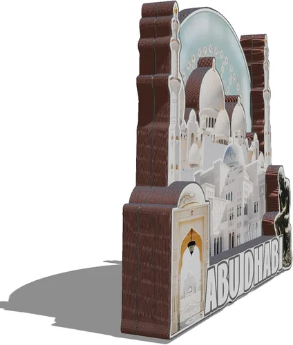 Vista 2 de Abu Dhabi United Arab EMI - Imán de madera 3D para nevera, recuerdos coleccionables, decoraciones artesanales hechas a mano