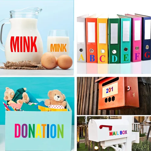 Vista 6 de 10 hojas de 500 calcomanías de letras de vinilo, autoadhesivas de números del alfabeto, de 2 pulgadas, impermeables, para buzones, ventanas