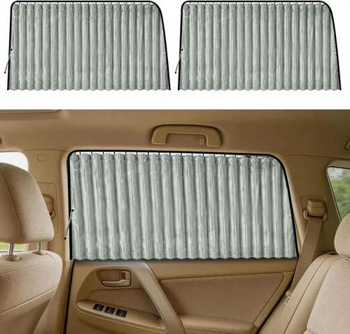 Vista 12 de ZATOOTO Parasol para ventana lateral de automóvil, 2 parasoles magnéticos de privacidad beige, cortina mantiene la pantalla más fresca para dormir