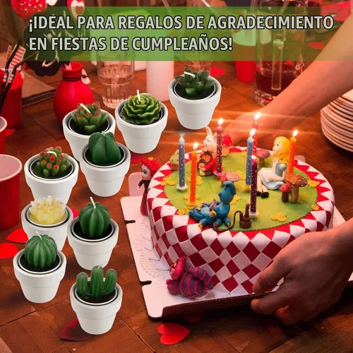 Vista 7 de Shihanee Juego de 36 Piezas a Granel de Velas de Té Decorativas de Cactus Suculentas Hechas a Mano con Mini Soportes de Arcilla de Terracota