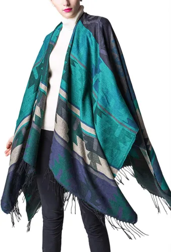 Vista 2 de xxxiticat Chal para mujer, diseño de cachemira, chal, poncho y bufanda