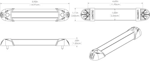 Vista 4 de Lumitec Lighting Mini riel de 2 luces LED, interior o exterior