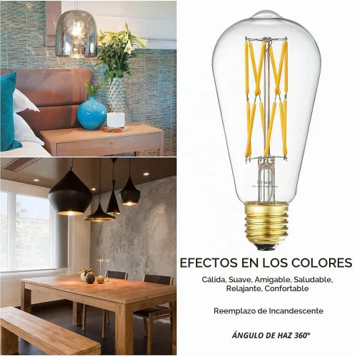 Vista 5 de Leools Bombilla LED Edison vintage de 10 W, regulable, equivalente a 100 W, bombillas de filamento de estilo antiguo, vidrio transparente, blanco