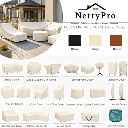 Vista 7 de NettyPro Funda de sofá biplaza para exteriores, impermeable, de 3 plazas, muebles de patio, banco, 58 pulgadas de ancho x 37 pulgadas de profundidad