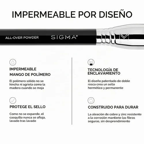 Vista 6 de Sigma Beauty F24 All-Over Powder™ - Cepillo de maquillaje, cabeza redondeada grande