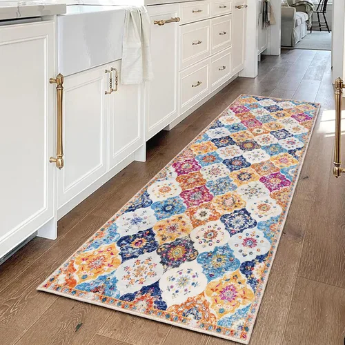 Vista 13 de KILOCOCO Alfombra marroquí pequeña, de 2 x 3 pies, color negro/dorado, súper suave, lavable, para interiores, vintage, lavable, antideslizante