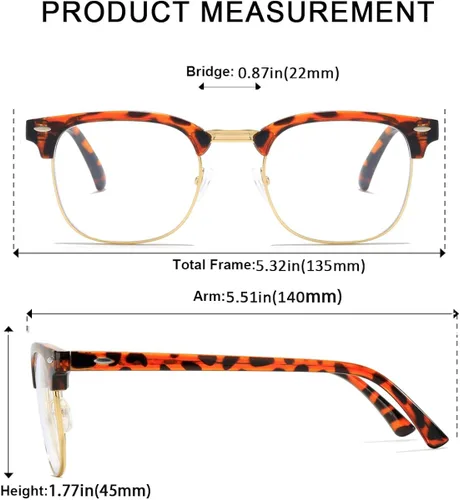 Vista 4 de AISSWZBER Gafas de lente transparente de media montura sin montura vintage