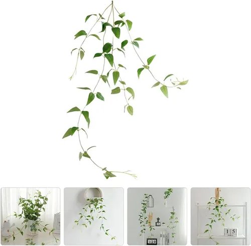 Vista 3 de VOSAREA 1 planta artificial de ratán Clematis Decoración de pared sin riego falso vegetación