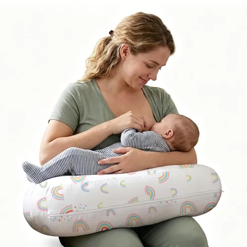 Vista 18 de Plushii Almohada de lactancia en forma de U con funda lavable, color azul Almohada ergonómica en forma de U para mamá y bebé, con una funda suave